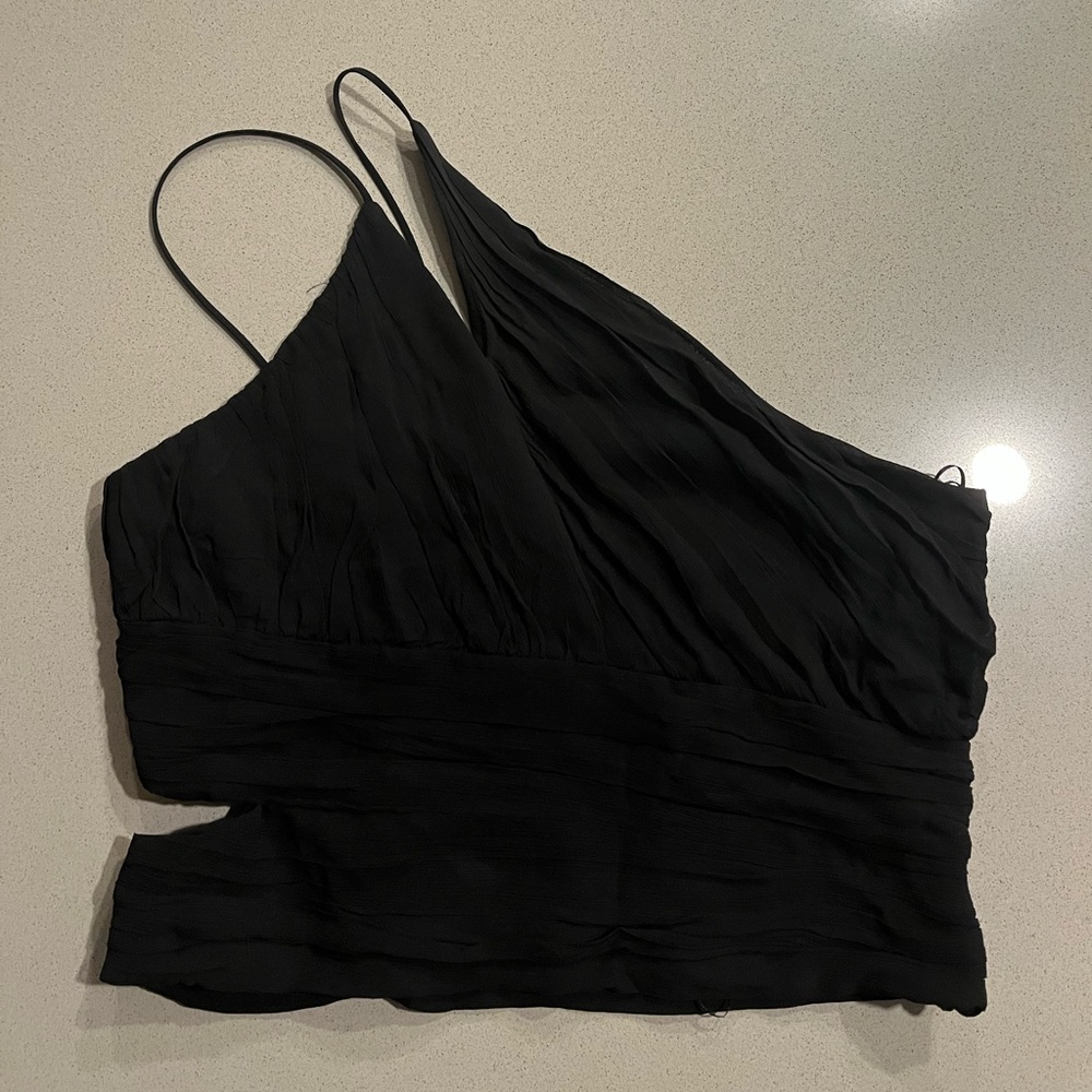SOLD Zara Black One Shoulder Double Strap Top